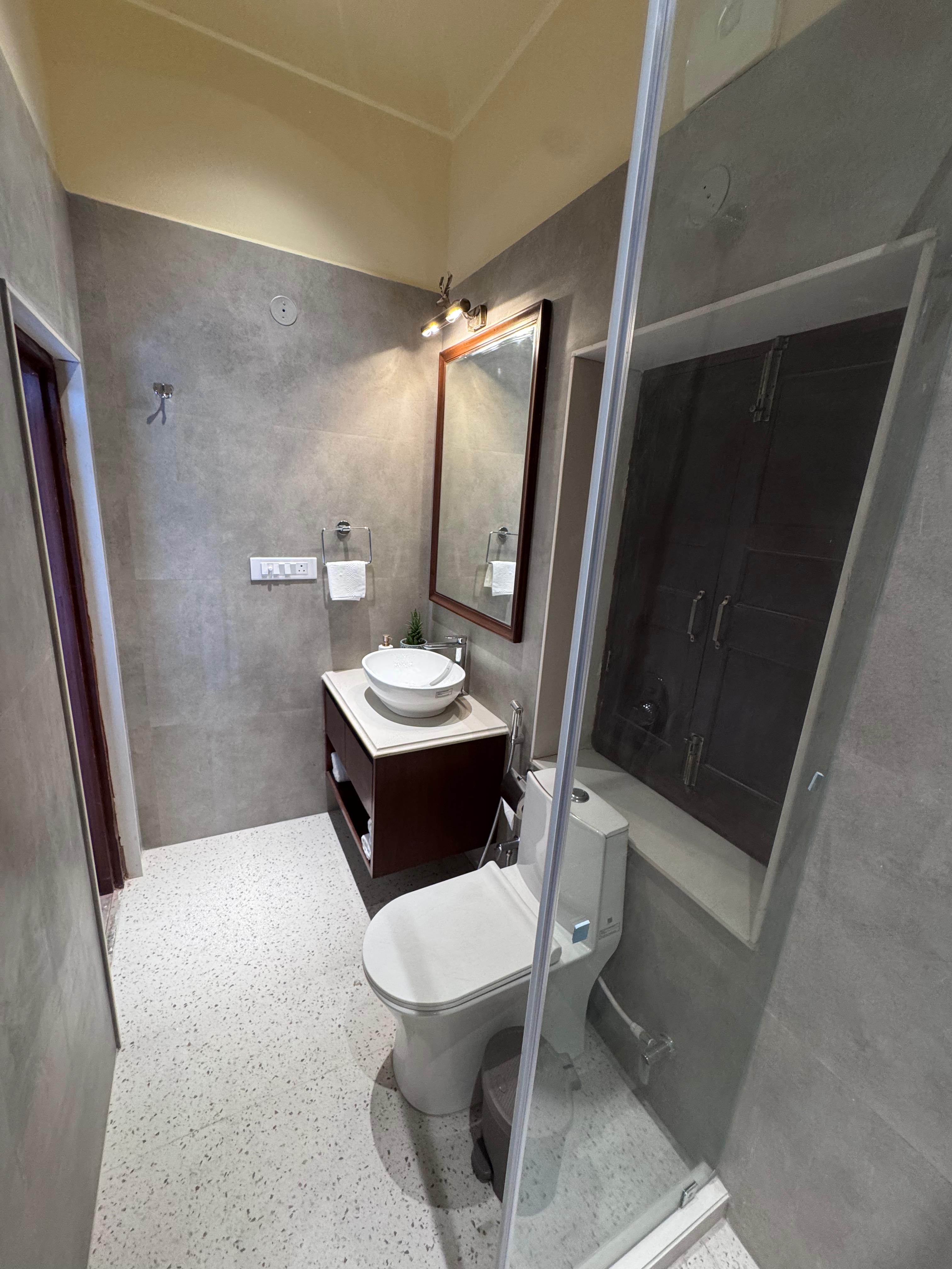 Modern bathroom with vessel sink