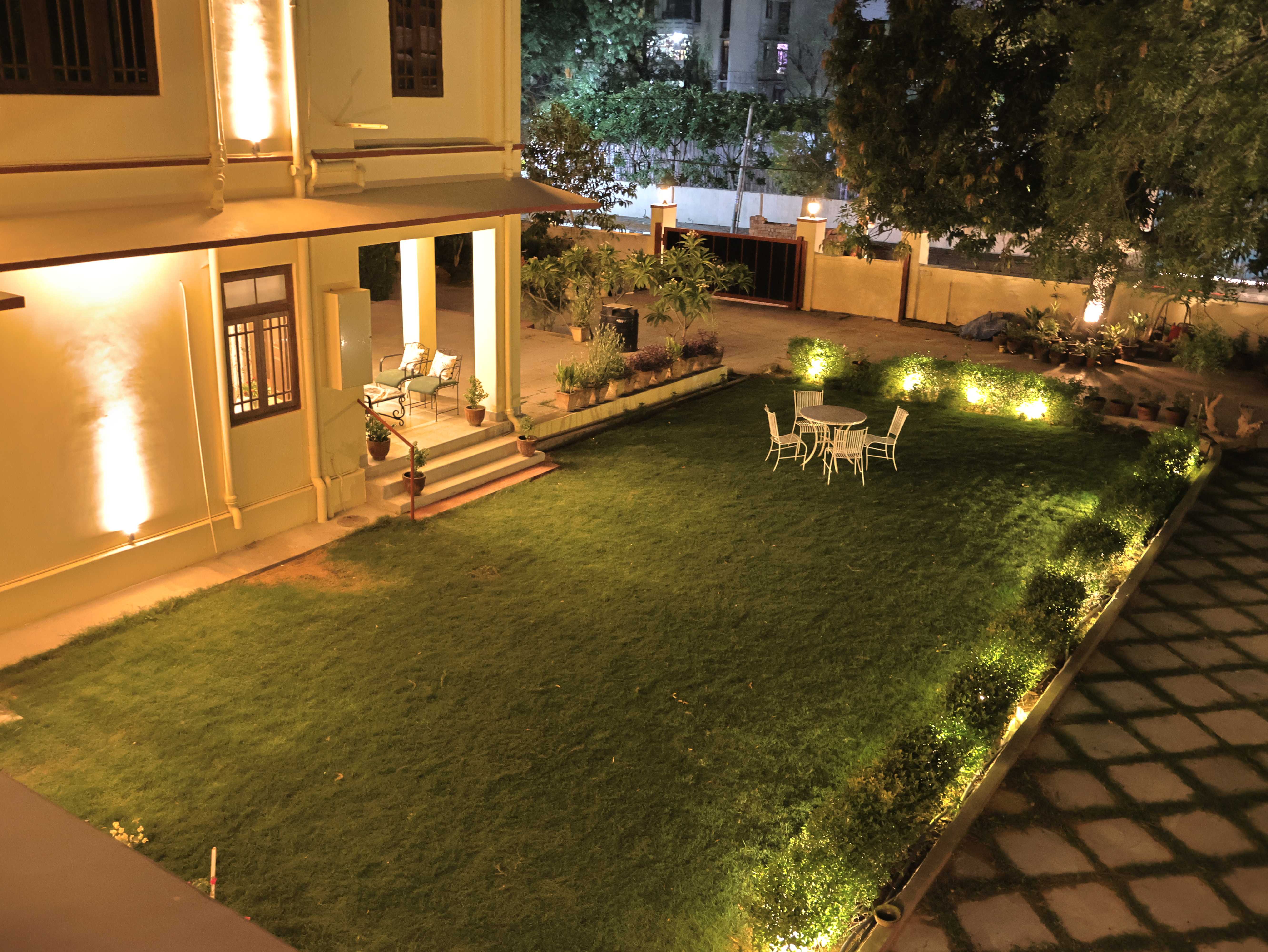 Garden view at night